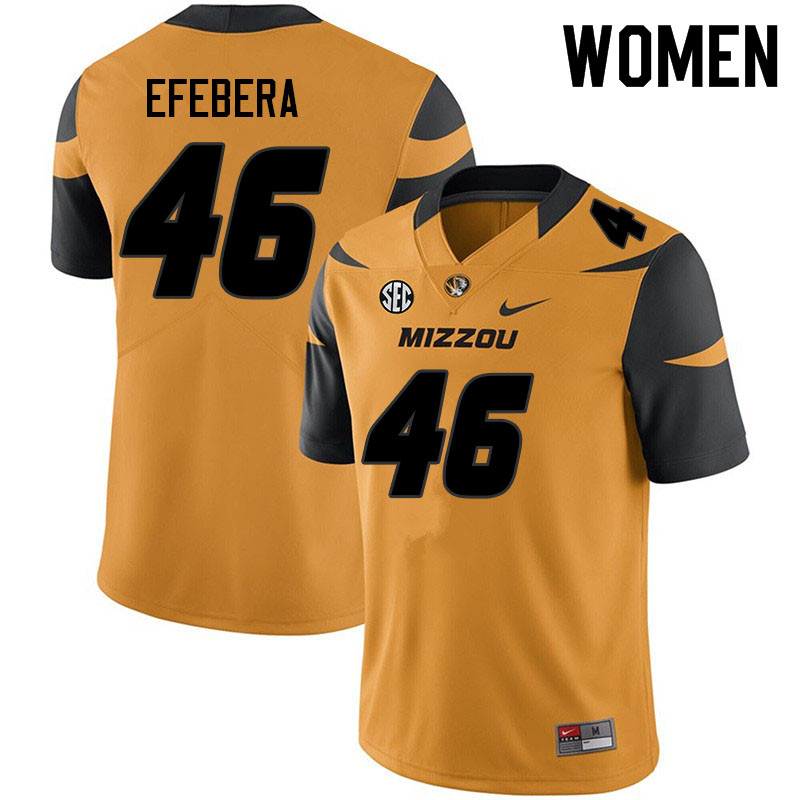 Women #46 Justin Efebera Missouri Tigers College Football Jerseys Sale-Yellow